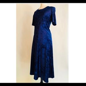 Vintage Grunge Navy Crushed Velvet Dress